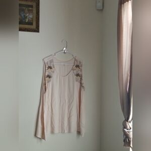 Solitaire Blouse Women 1X Cream Sleeveless Top Office Academia Versatile Casual